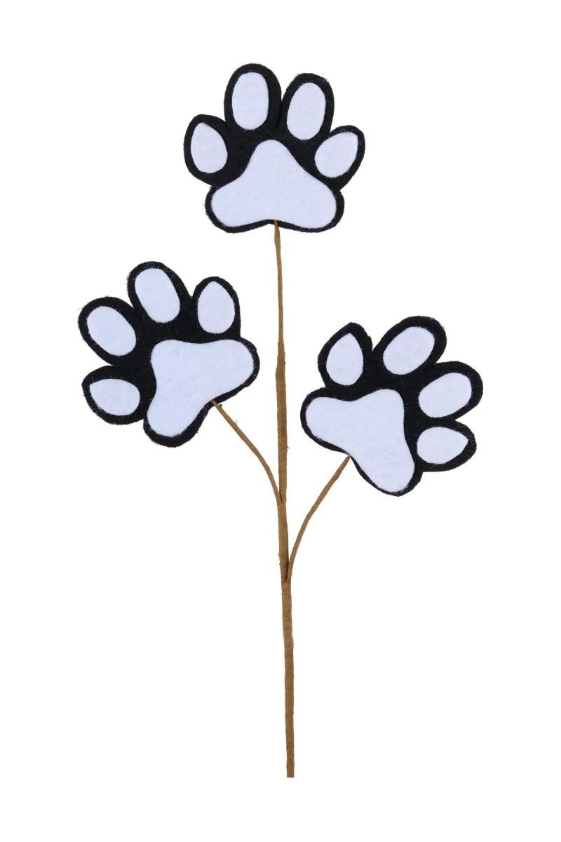 13.5&#x22; Felt Paw Print Spray: Black/White