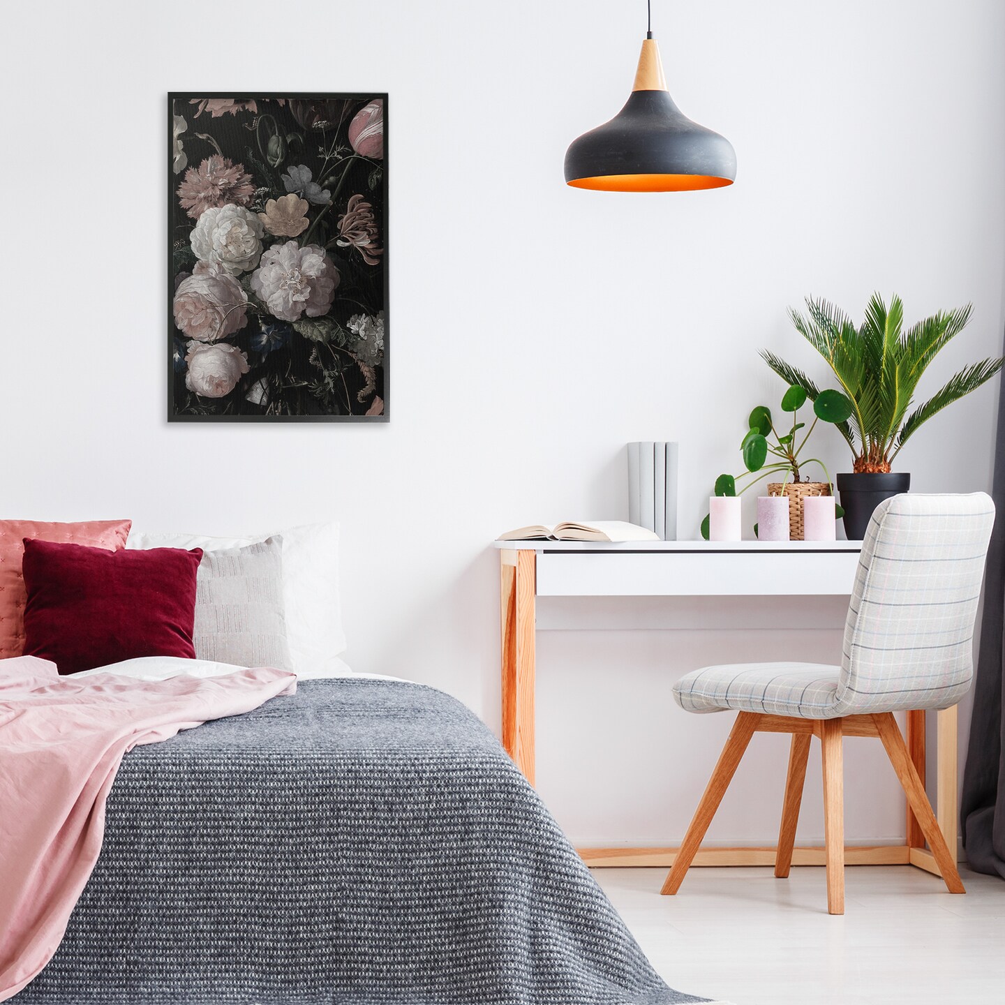 Stupell Industries Dark Arrangement of Flowers Black Framed Giclee Art, design by Annabelle Hall