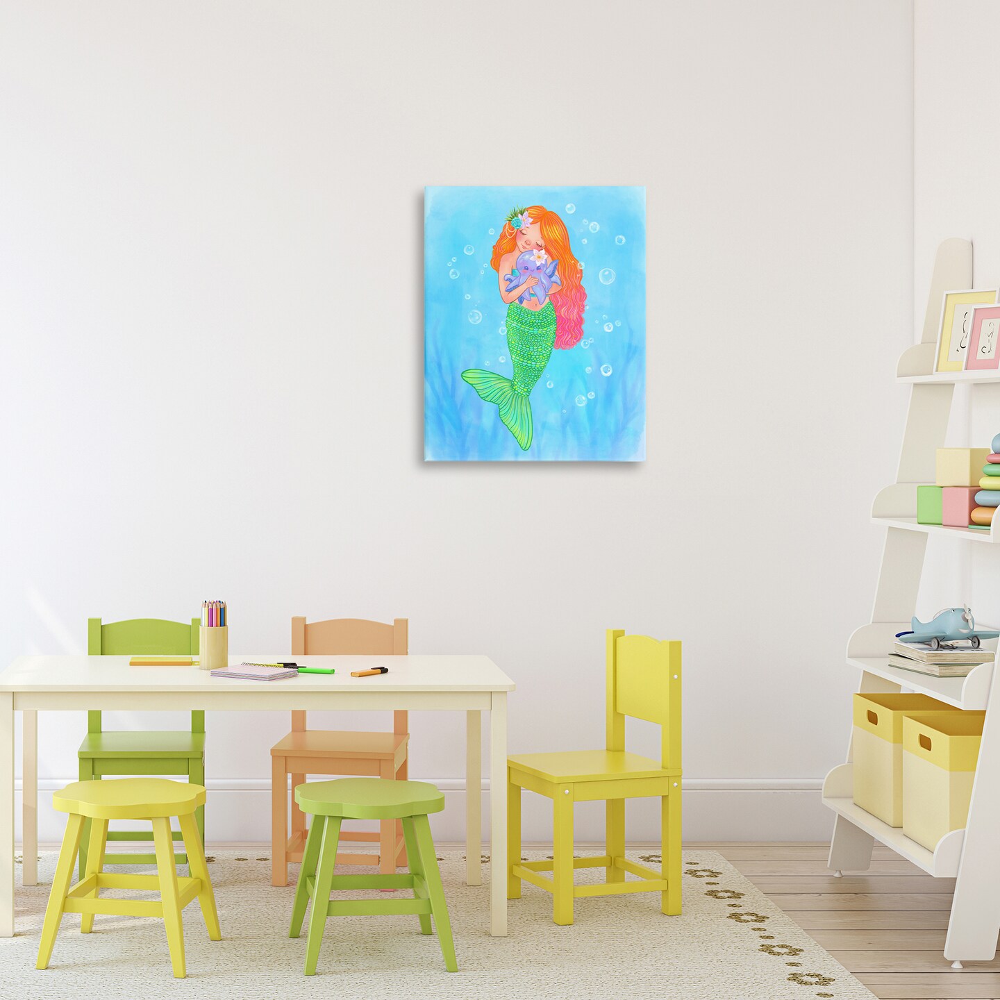 Stupell Industries Sweet Mermaid Love  Canvas Wall Art, design by Stephanie Sanchez