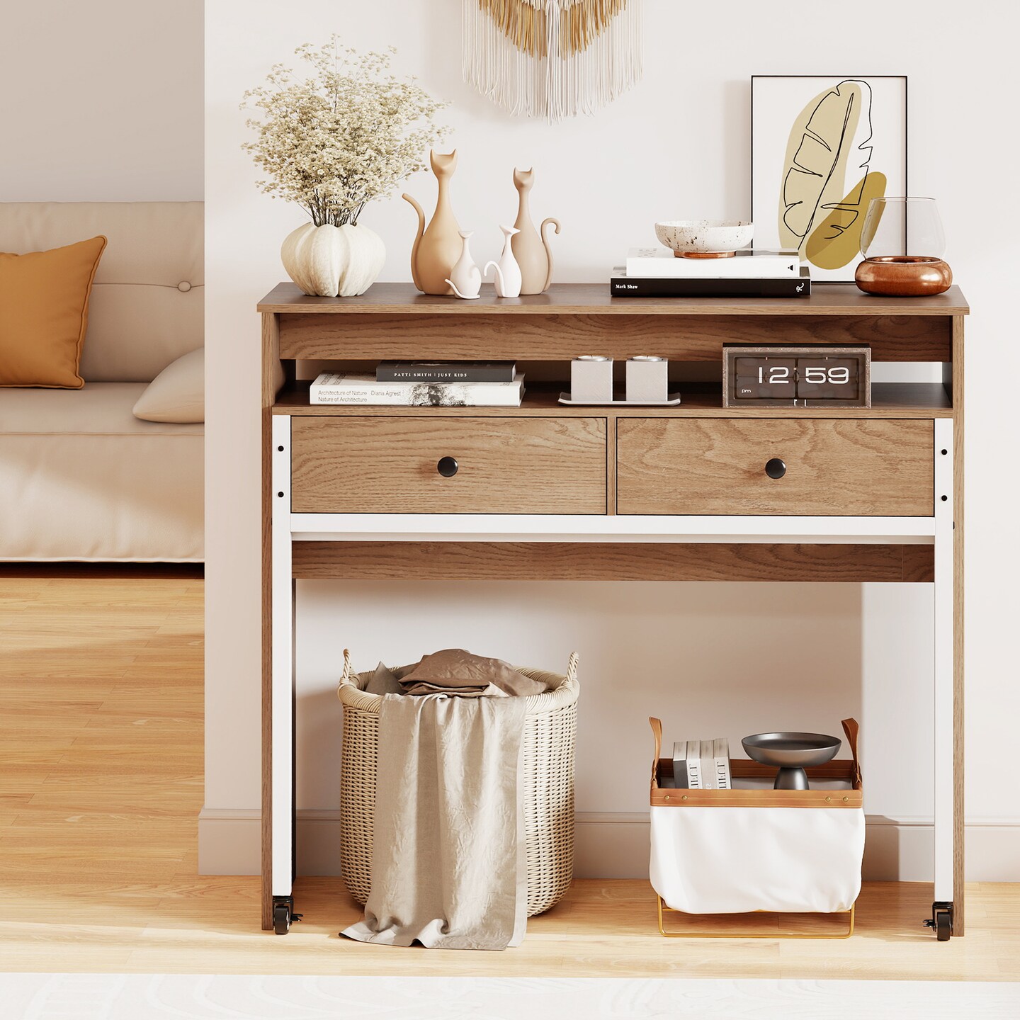 Computer Desk with Pull-Out Extension – Expandable Secondary Work Surface