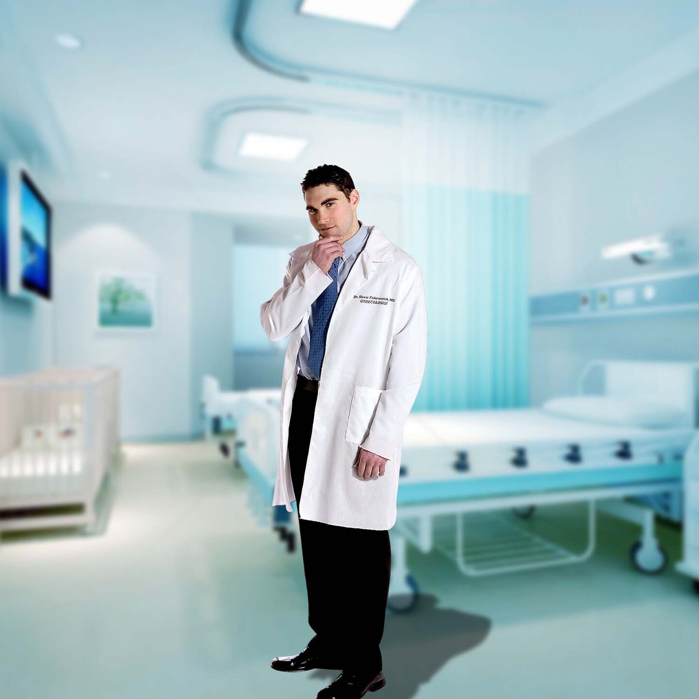 Funny Lab Coat Costume with Hilarious Doctor Howie Feltersnatch Name Tag