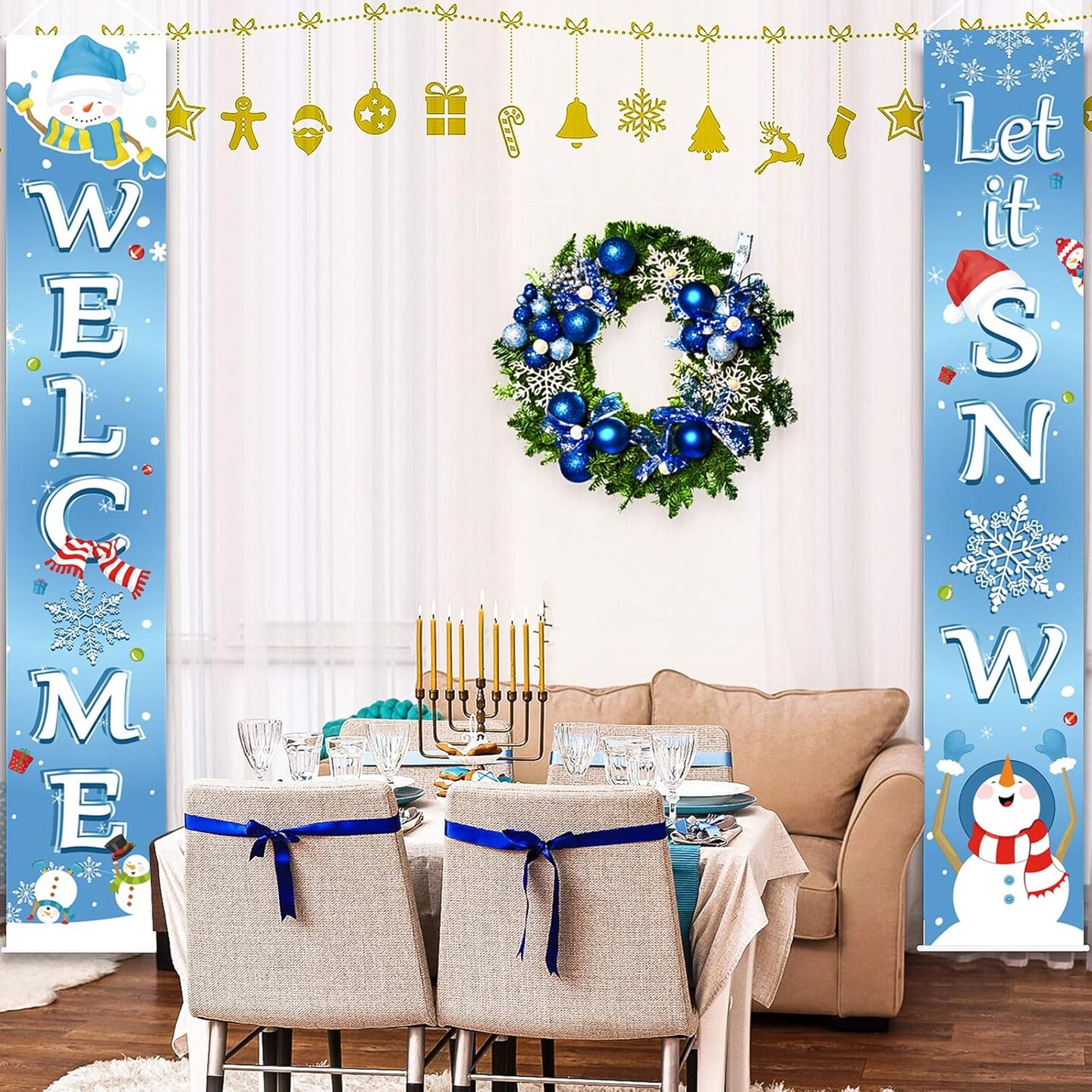 Christmas Decoration Set Christmas Porch Sign Welcome Merry Christmas Banner