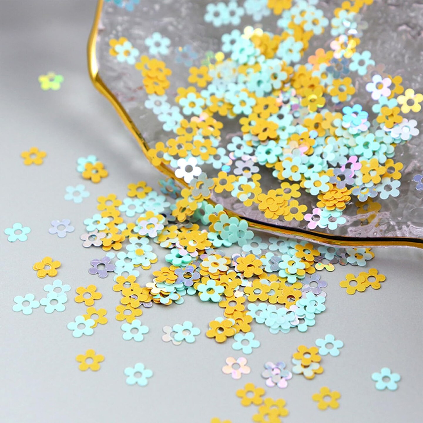 6 Grids Colorful Flowers Nail Art Glitter Sequins (multicolour)
