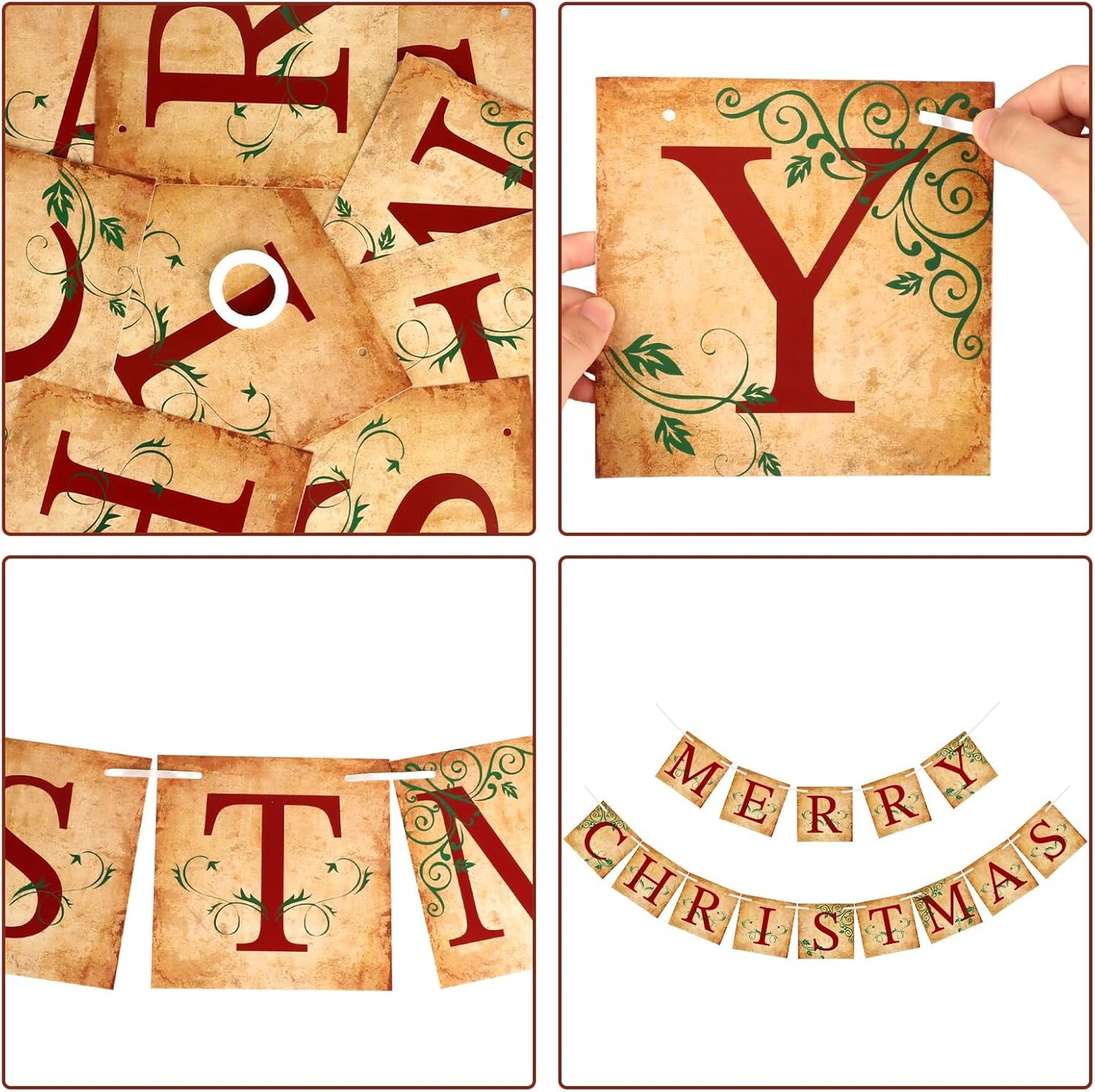 Merry Christmas Banner Vintage Christmas(red)