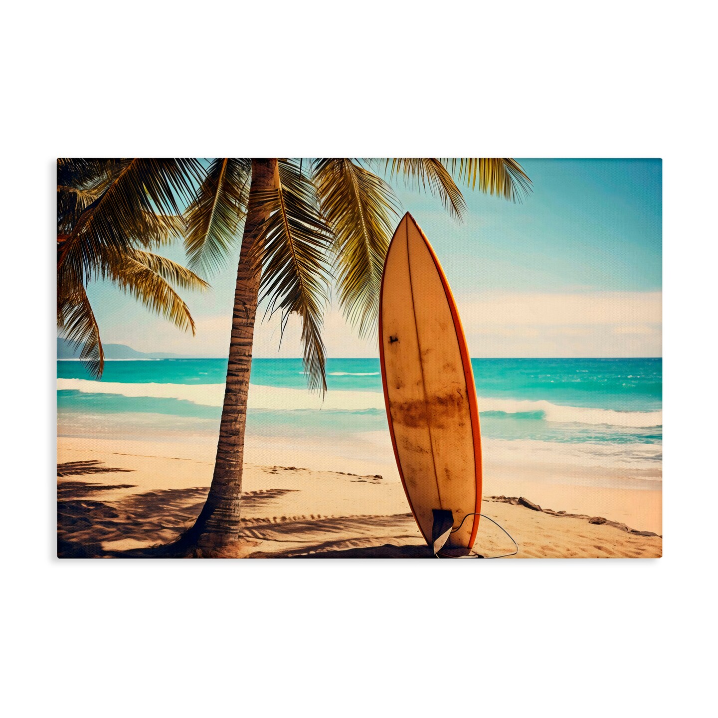 Stupell Industries Surfboard Standing Near Shore Canvas Wall Art, design by LSR Design Studio