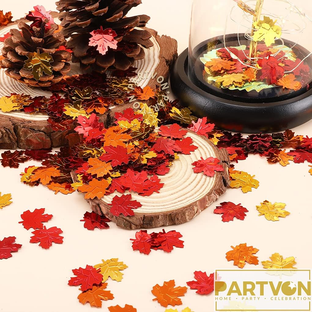 Fall Decor Party Table Scatter Thanksgiving Maple Leaves (Red, Orange, Yellow)