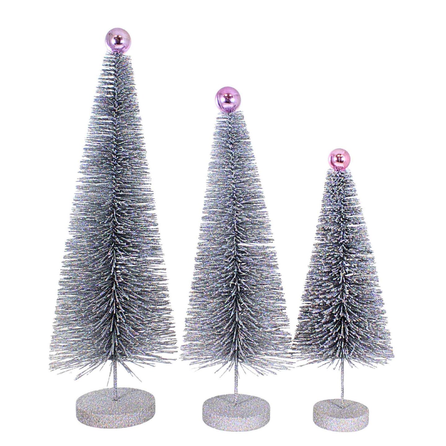 Cody Foster 18.0 Inch Silver Glitter Trees 3 Pc Set Christmas Decorative Tree Set , Christmas Decor Christmas Village Decorate