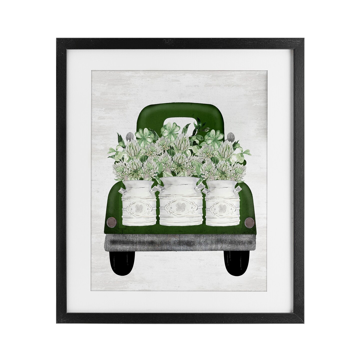 Stupell Industries Spring Shamrock Assortments Truck Black Framed Print Under Glass, design by Lettered and Lined