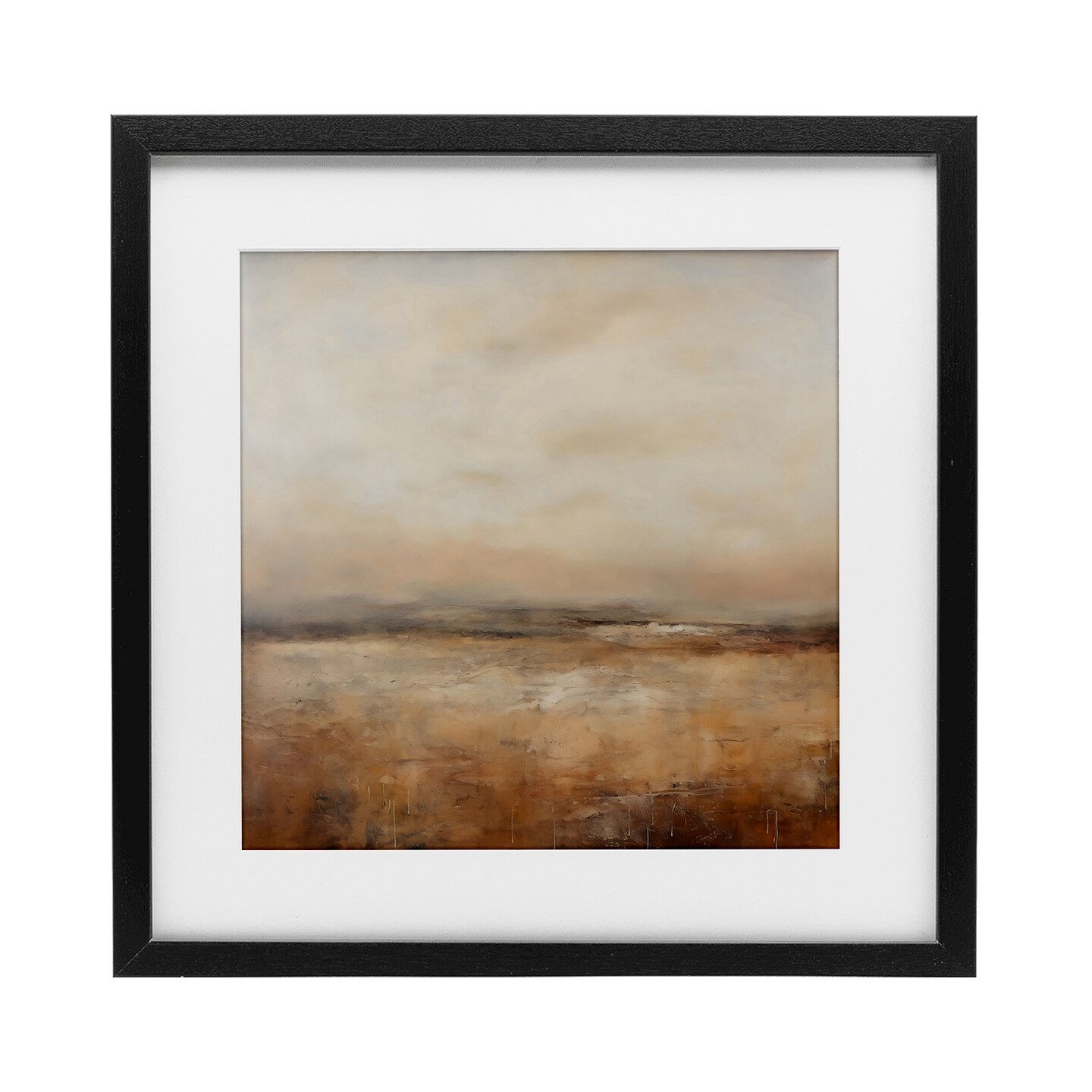 Stupell Industries Calm Abstract Landscape Neutrals Black Framed Print Under Glass, design by Creative Studio