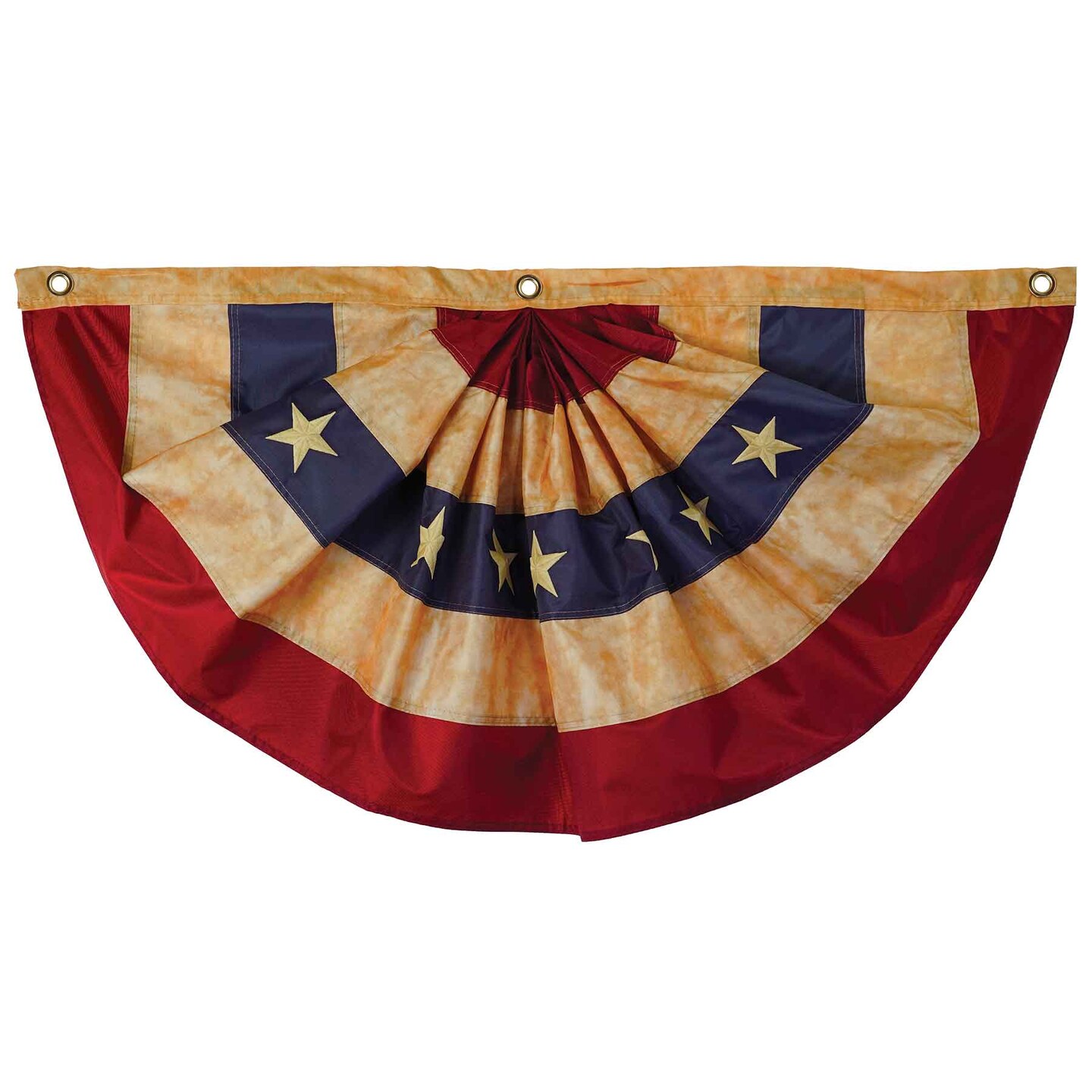 In the Breeze Stars and Stripes Pleated Fan Bunting, Antiqued/Tea-Stained, 1.5' x 3'
