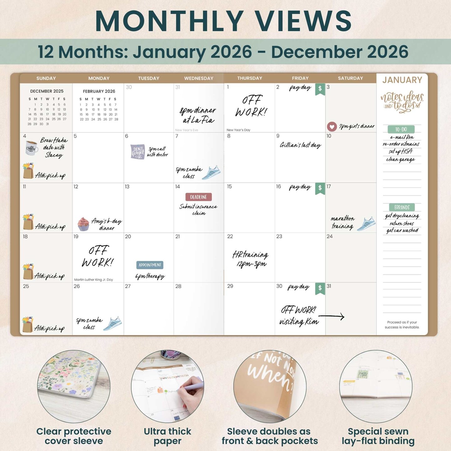 bloom daily planners 2026 Monthly Planner, 9" x 12", Garden Party