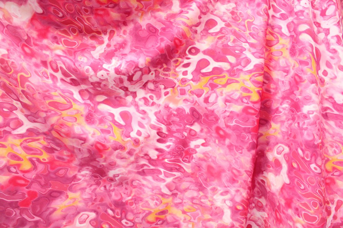 1 Yard Pink Lava Flow Stretch Fabric for Swimwear Dancewear Activewear and Costume Design 58" x 60" Inch Width