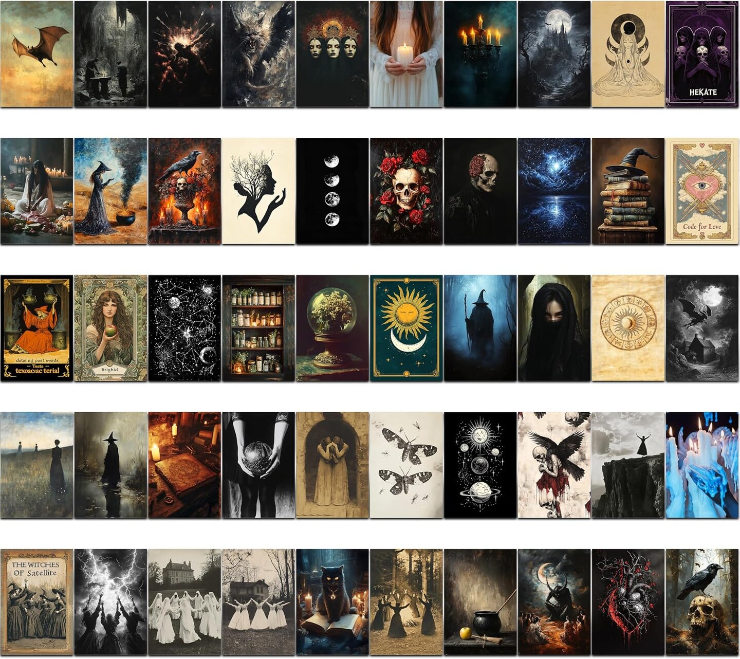 50 PCS Gothic Wall Decor Posters, Dark Academia Mini Art Prints