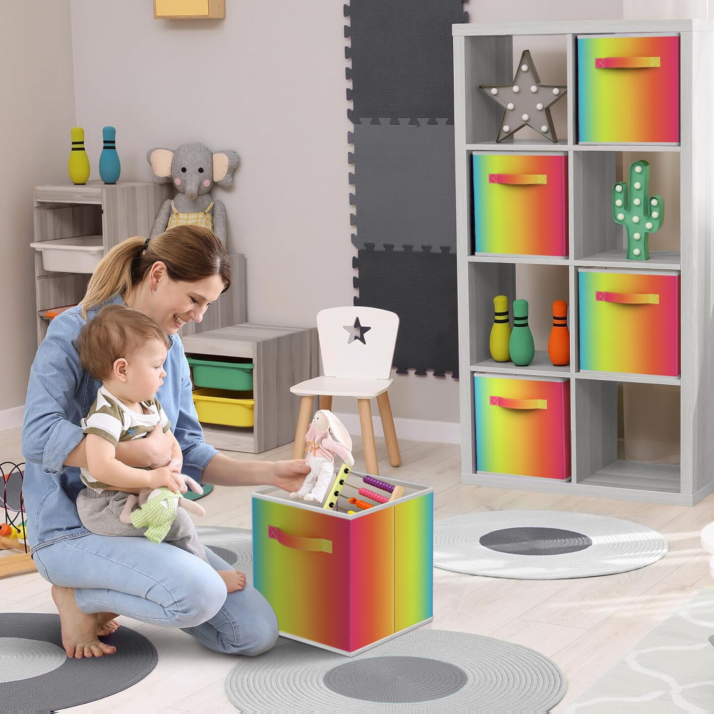Sorbus Fabric Collapsible Cube Storage Bins Set (6 Pack), Color