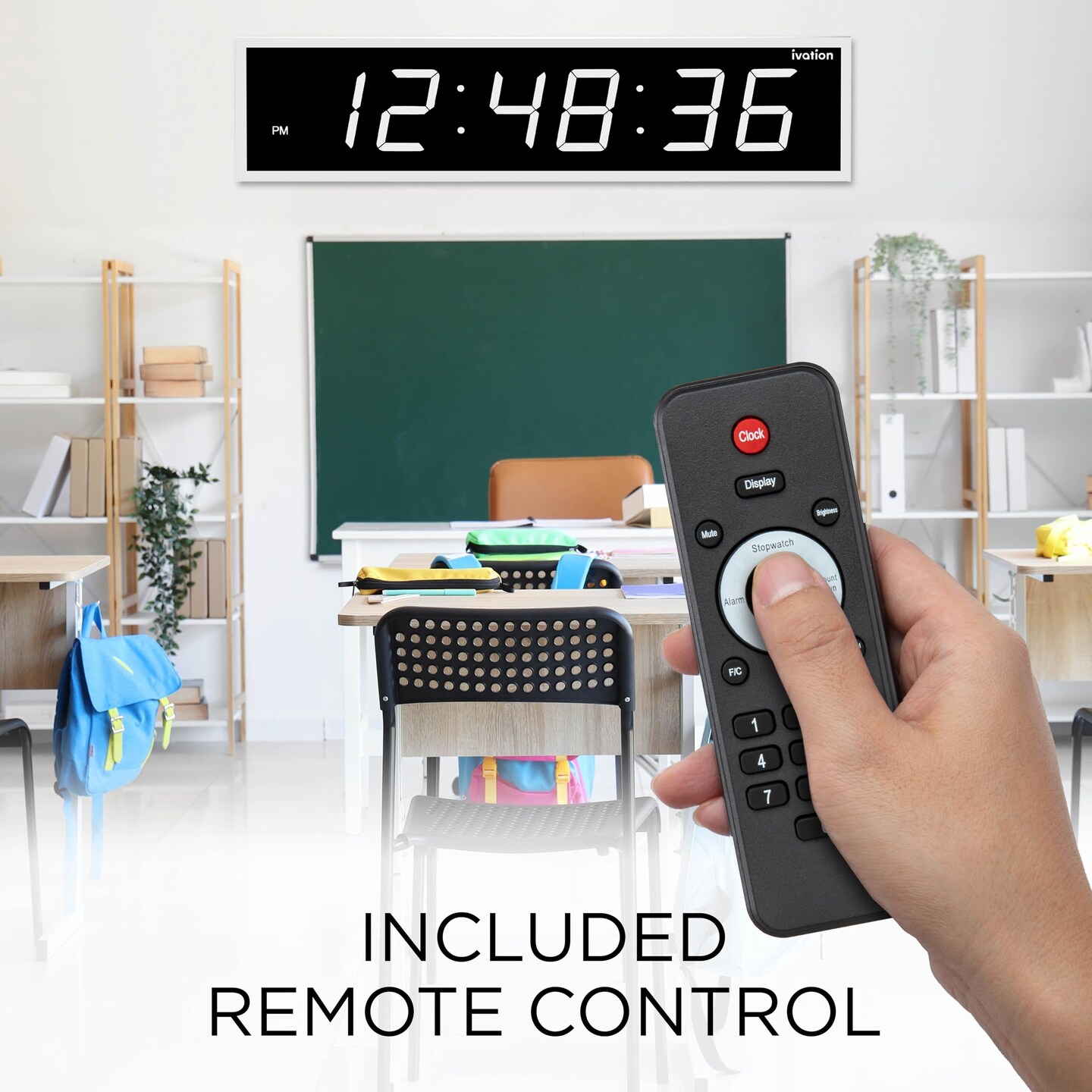 Ivation 72 in. Large Digital Wall Clock, LED Digital Clock with Timer and Alarm