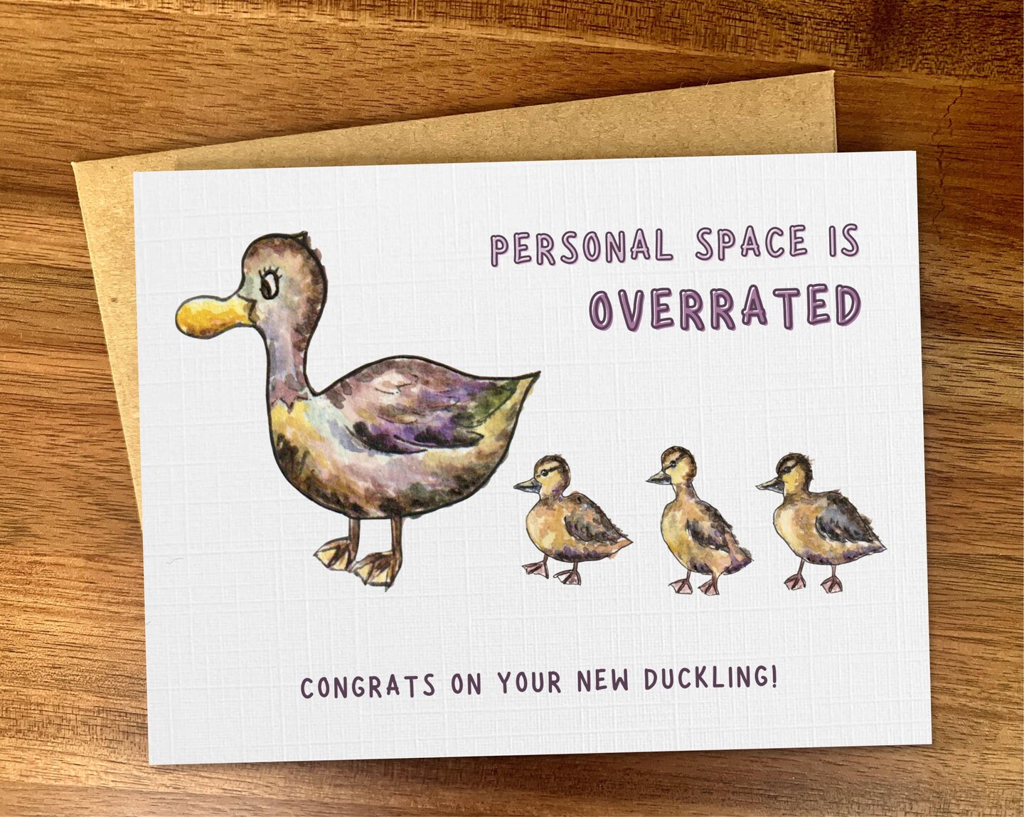 Cute baby ducklings card, 'Personal space is overrated' funny baby shower  gift card, Handmade watercolor card for new baby, Congratulations | ..., image size:1080x861