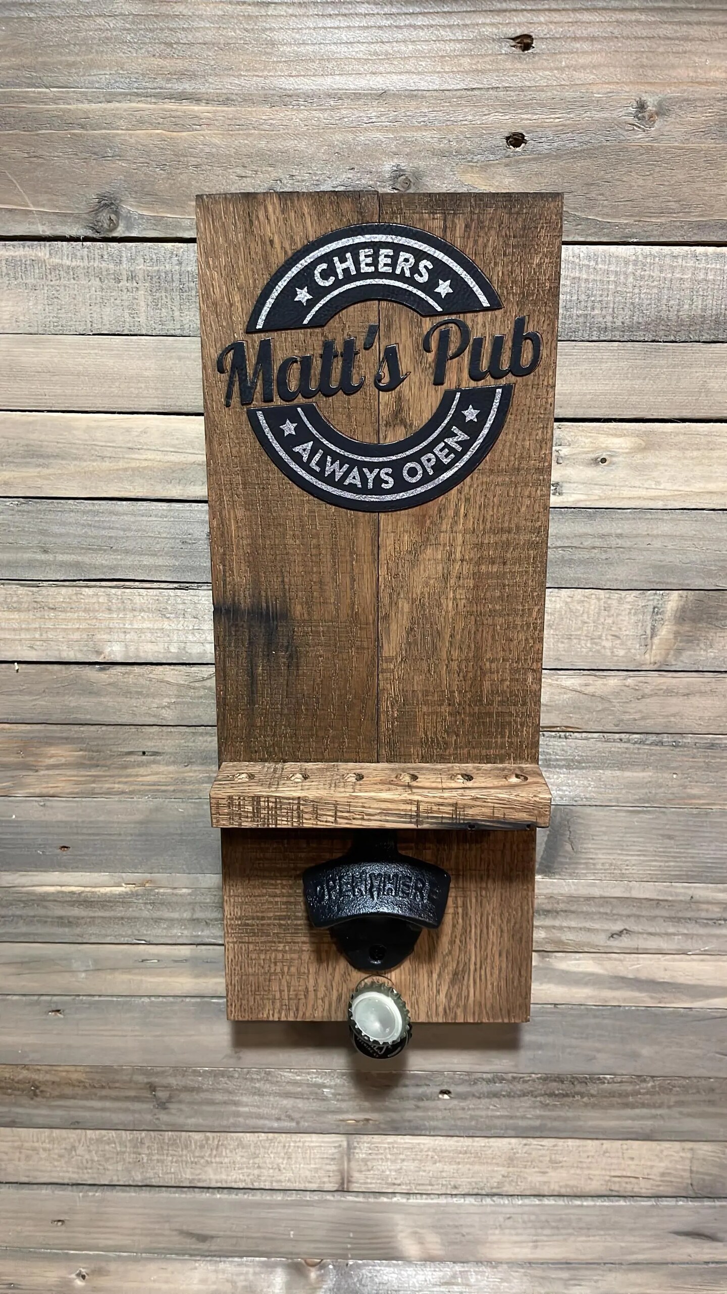 Dart Holder Personalized Rustic Wall-Mounted Wooden Bottle Opener
