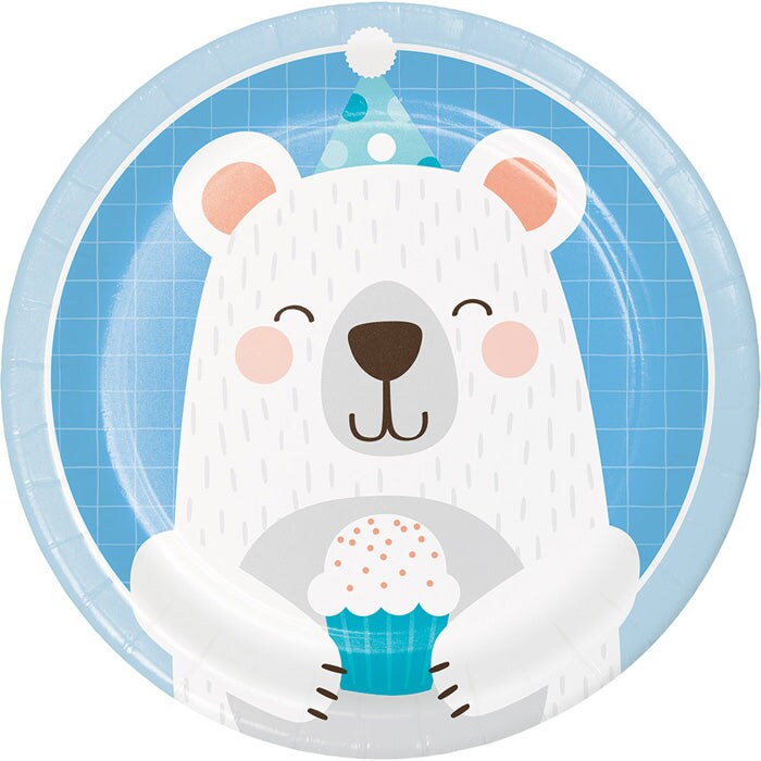 Birthday Bear Party Paper Dessert Plates (8/Pkg)
