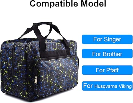 Black Sewing Machine Carrying Case,Universal Canvas Carry Tote Bag,Portable Padded Storage Dust Cover with Pockets for Sewing Machine