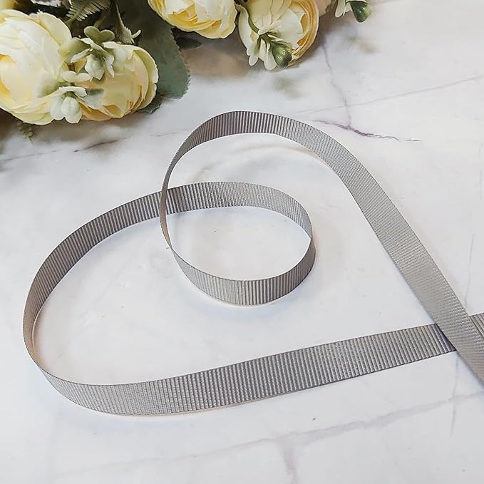 Grosgrain Solid Fabric Ribbon 3/8 Inch x 50 Yds Dark Grey for Christmas Home Decor Gift Wrapping DIY Crafts Hair Bow Scrapbook