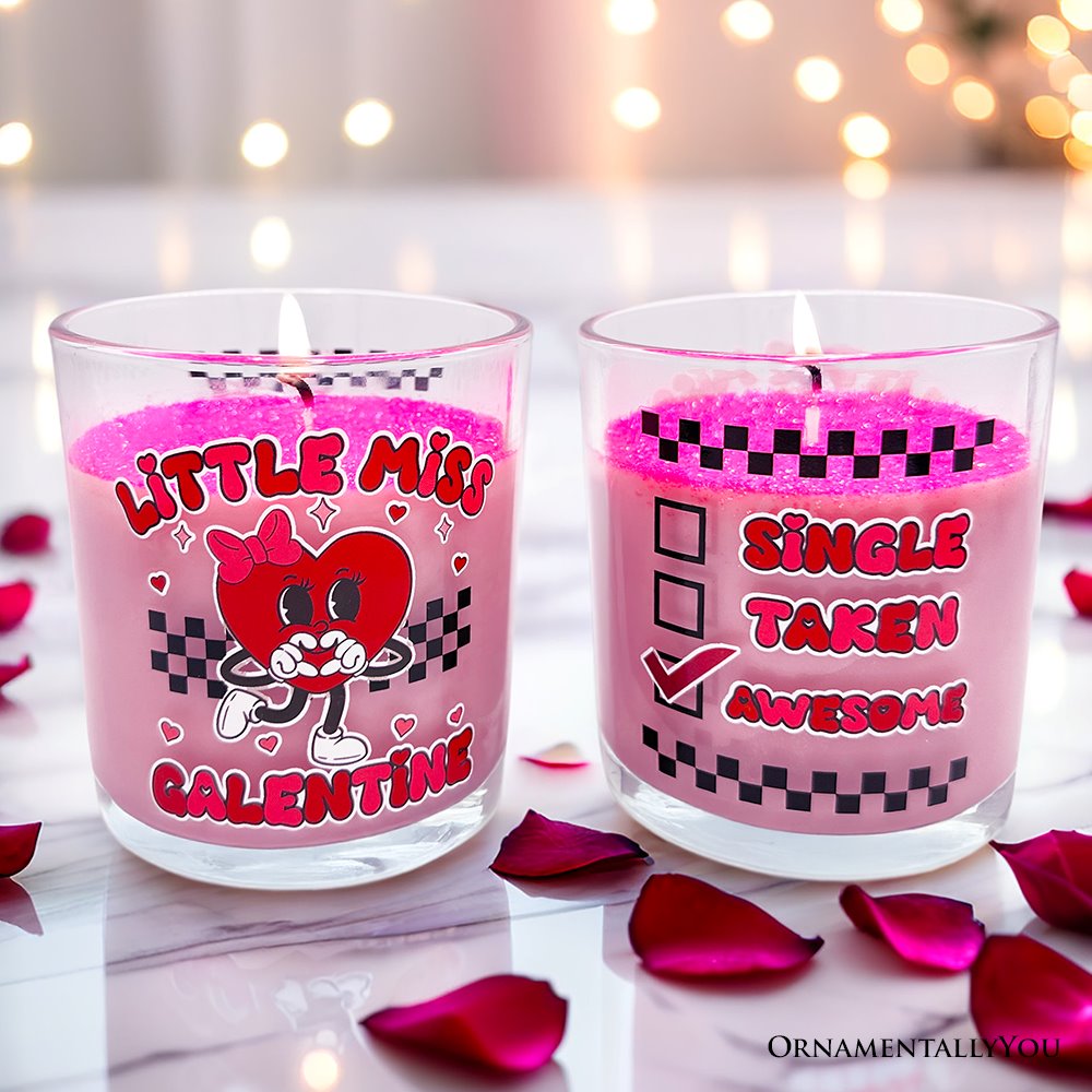 Little Miss Galentine Candle, Vanilla Scented Single Women Pink Valentine&#x27;s Day Gift