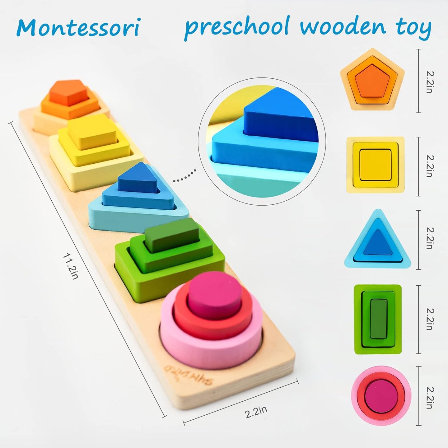 Toys for 1 2 3 Year Old Boys Girls-Wooden Sorting &#x26; Stacking Toys for Baby Toddlers,Educational Shape Color Sorter Preschool Kids Gifts&#x2026;