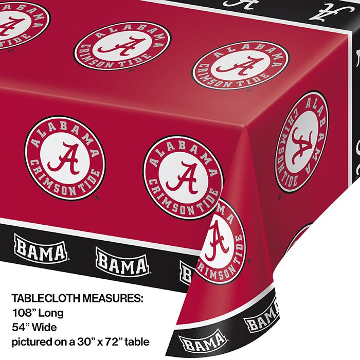 Alabama Crimson Tide Plastic Table Cover, 54&#x22;x108&#x22;