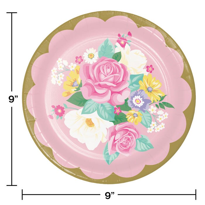 Floral Tea Party Paper Plates (8/Pkg)