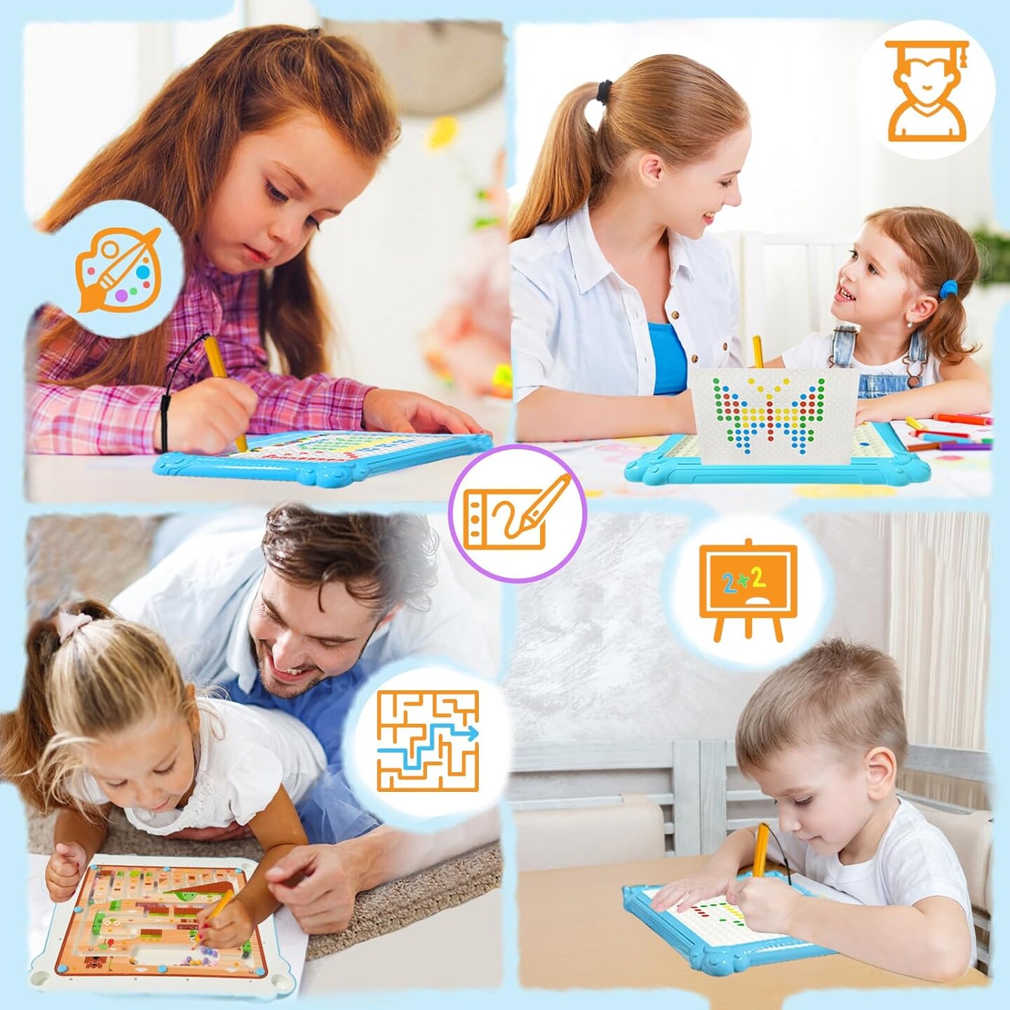 2 in 1 Magnetic Color and Number Maze - Magnetic Drawing Board for Kids Toddler, Montessori Toy for 3+ Year Old, Educational Preschool Learning Car Travel Toy for kid age 4 5 6 Girl Toy Boy Gift