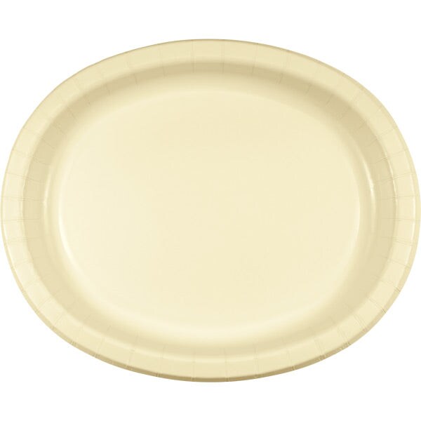 Bulk Pack of 16 Ivory Paper Oval Platter 10&#x22; X 12&#x22;