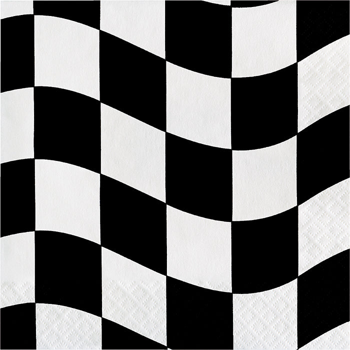 Bulk Pack of 36 Black &#x26; White Check Napkins
