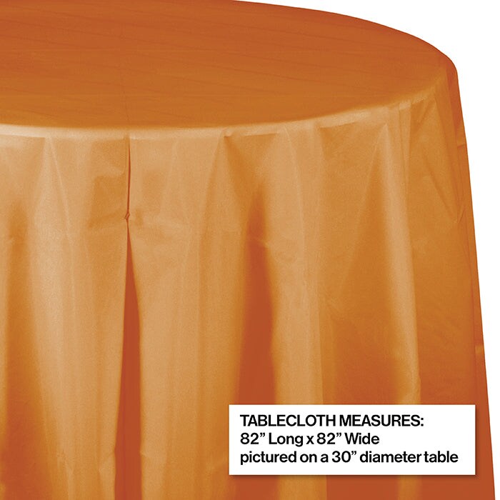 Pumpkin Spice Round Plastic Tablecover, 82&#x22;