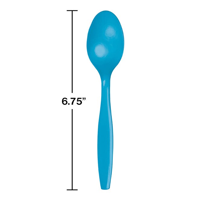 Turquoise Blue Plastic Spoons (24/Pkg)