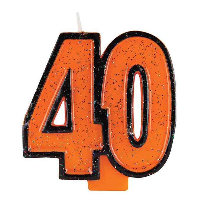 40th Birthday Glitter Candle