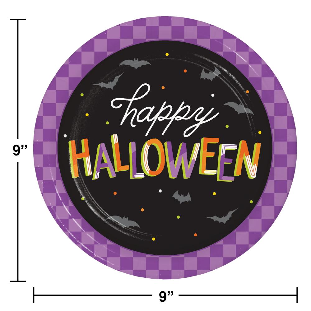 Bulk Pack of 16 Retro Halloween Dinner Plates