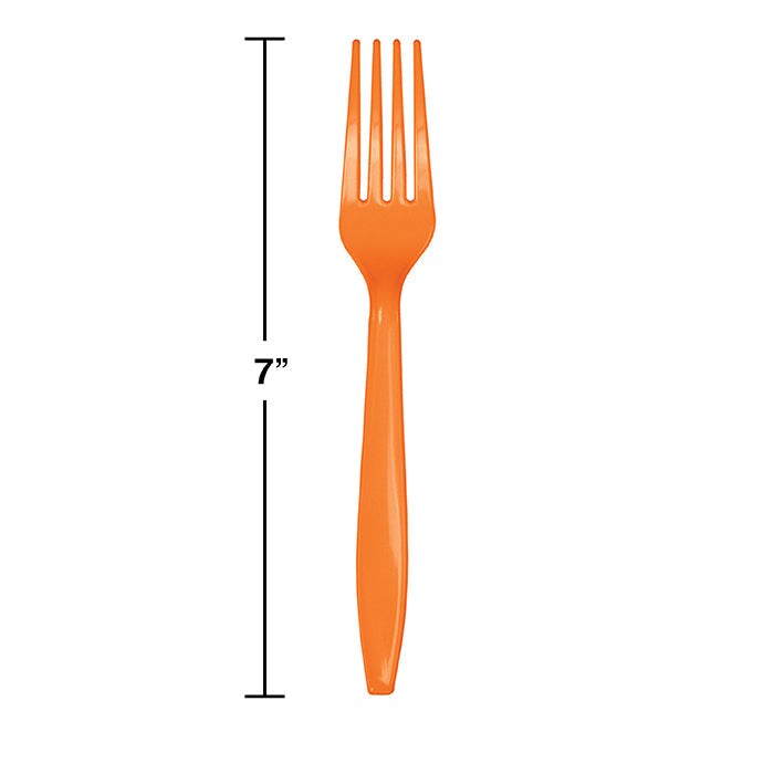 Bulk Pack of 48 Sunkissed Orange Plastic Forks