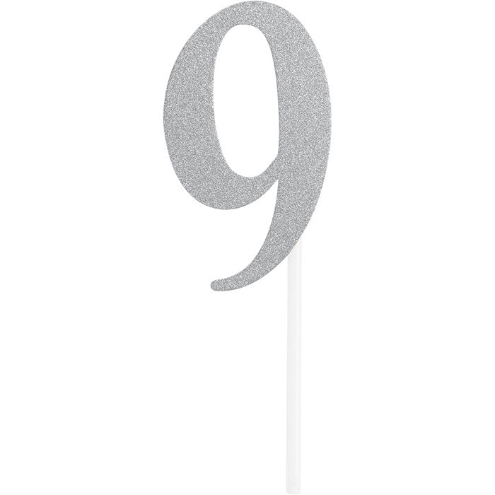 Number 9 Silver Glitter Cake Topper | Michaels
