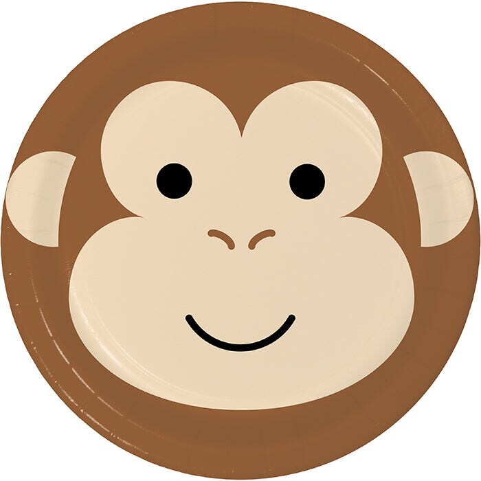 Animal Faces Monkey Dinner Plate (8/Pkg)