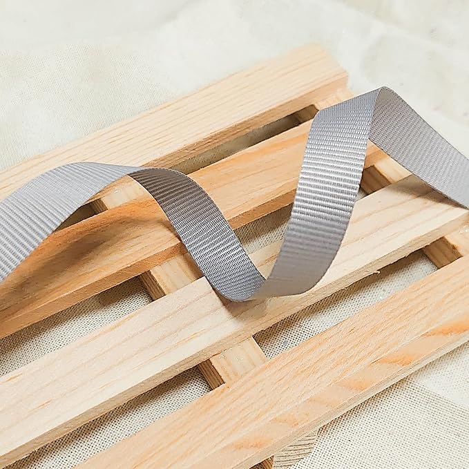 Grosgrain Solid Fabric Ribbon 3/8 Inch x 50 Yds Dark Grey for Christmas Home Decor Gift Wrapping DIY Crafts Hair Bow Scrapbook