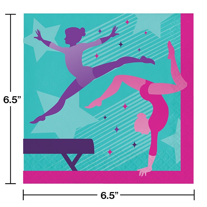Bulk Pack of 32 Gymnastics Party Luncheon Napkins