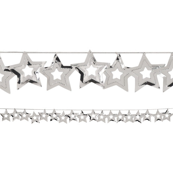 Silver Stars 9 ft Foil Garland