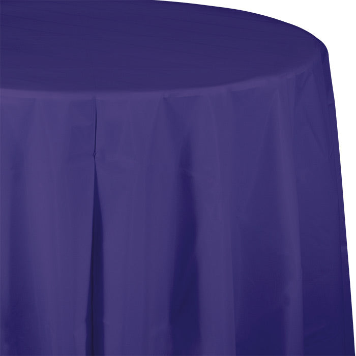 Purple Round Plastic Tablecover, 82&#x22;