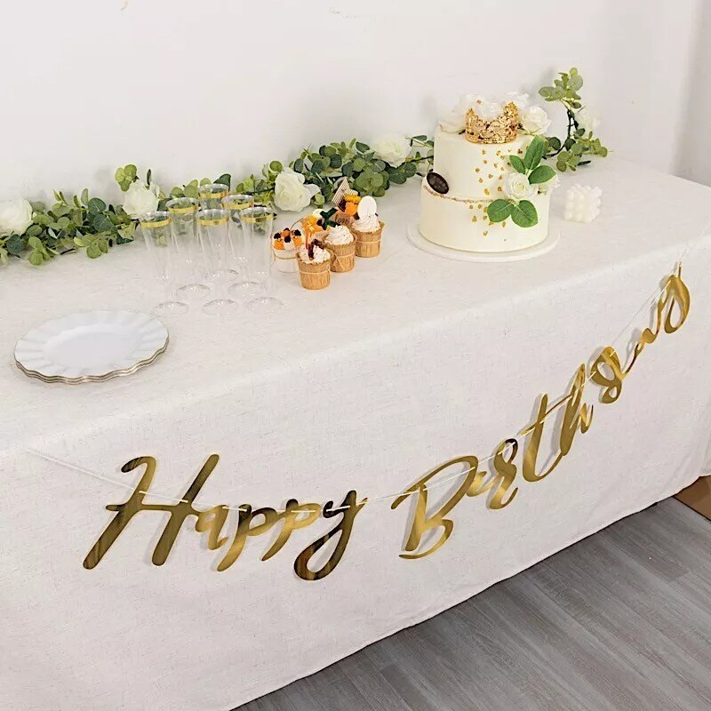 10 feet Gold Metallic Happy Birthday Paper Hanging Party GARLAND Events Supplies