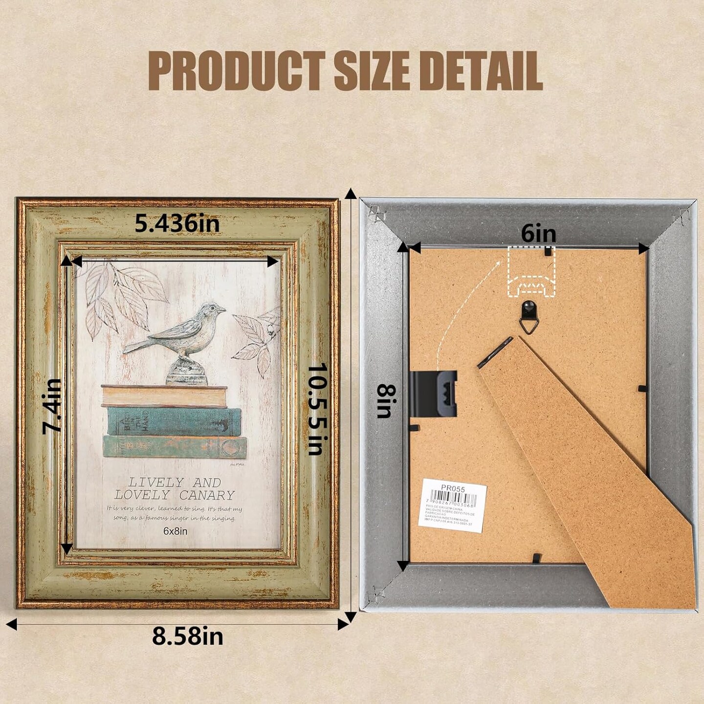 6x8 picture frame Set of 3 countryside retro picture frame Photo Frame with Real Glass