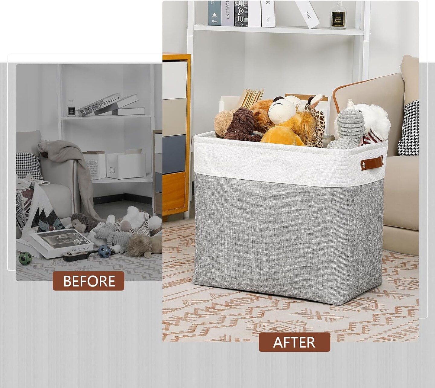 Fabric Storage Bins for Organizing Shelves Nursery Toys Books