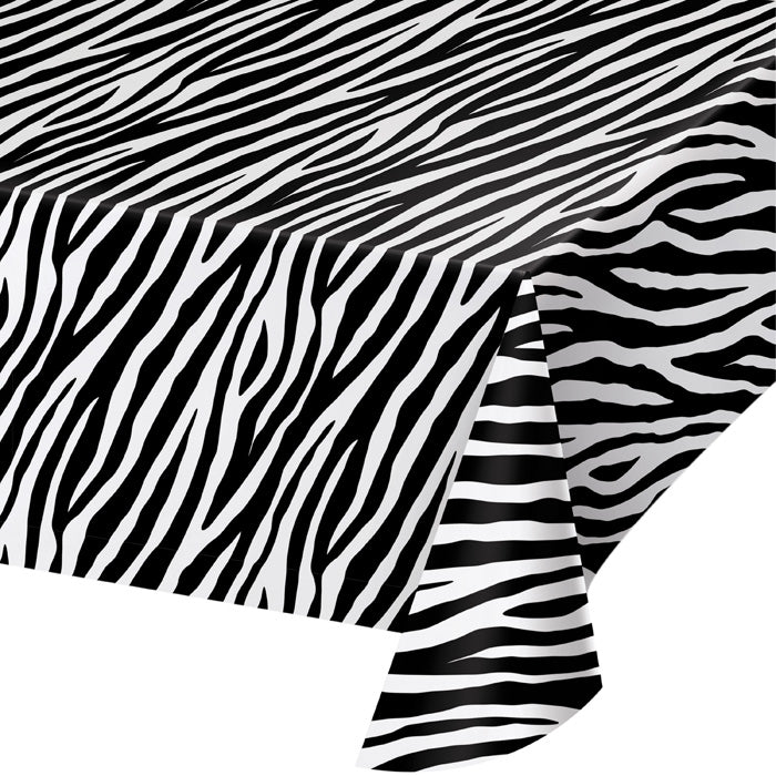 Zebra Print Plastic Table Cover, 54&#x22;x108&#x22;