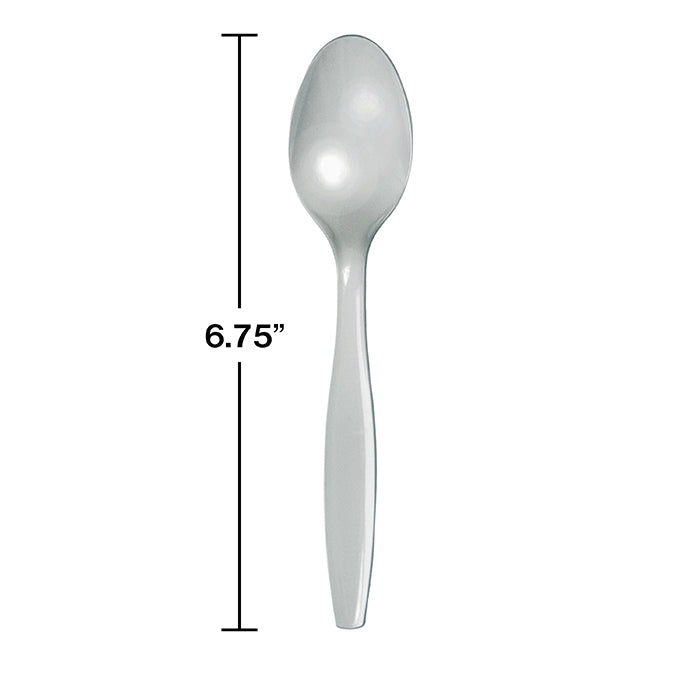 Bulk Pack of 48 Shimmering Silver Plastic Spoons