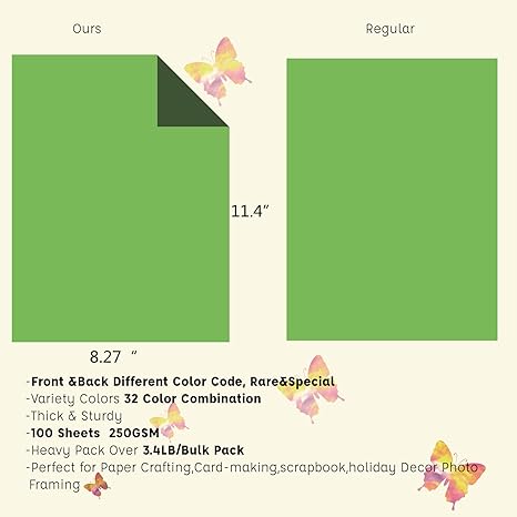 100 Pack Heavy Colored Paper Cardstock Front Back Different Color Codes
