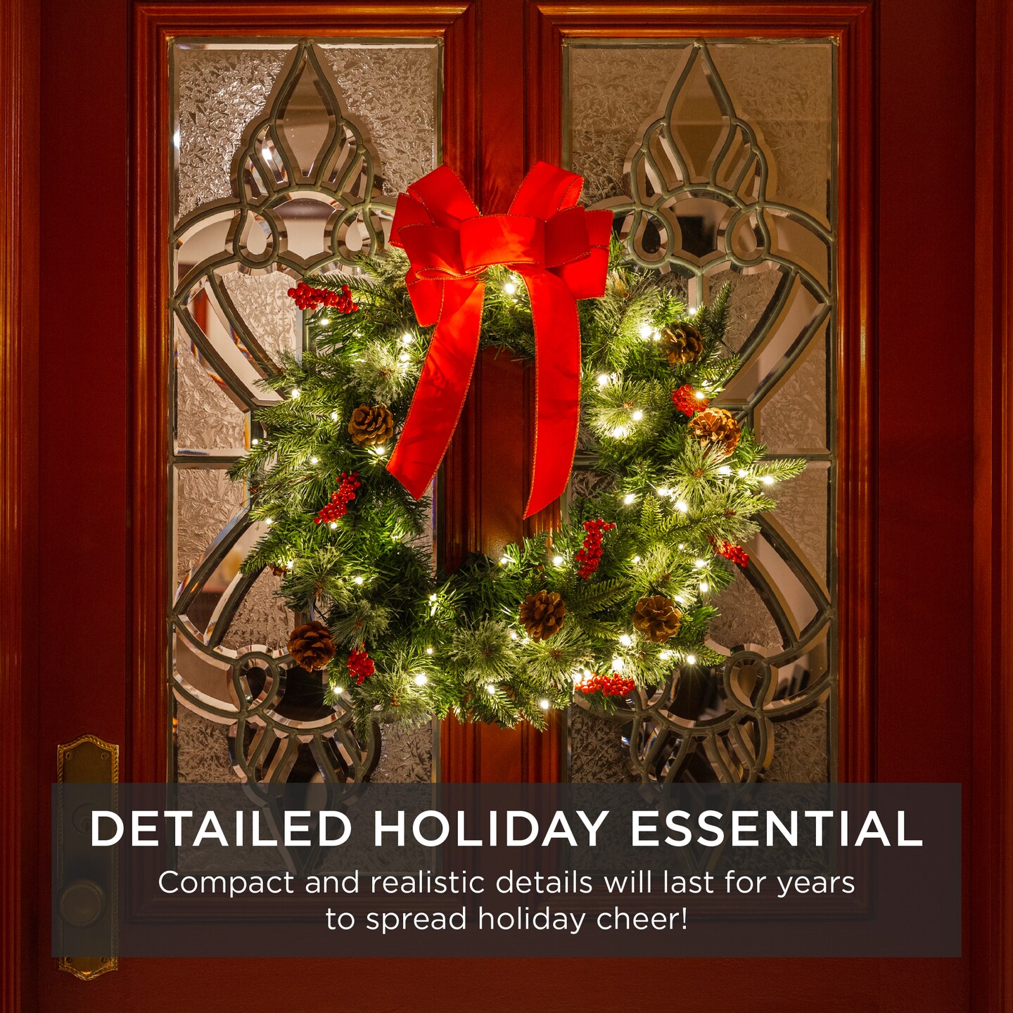 Best Choice Products Pre-Lit Battery Powered Christmas Wreath Decoration w/ PVC Tips, Ribbons