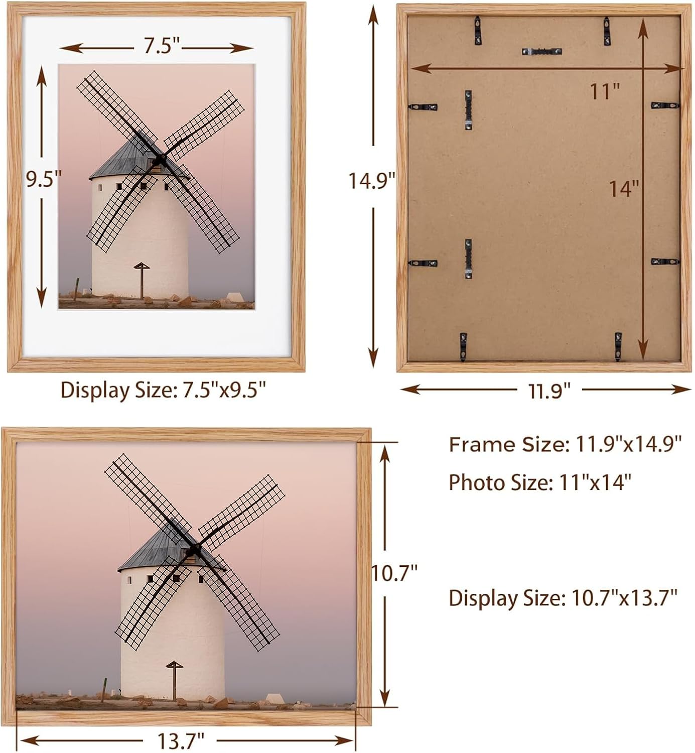 11x14 Oak Wood Picture Frame - 11x14 Poster Frame